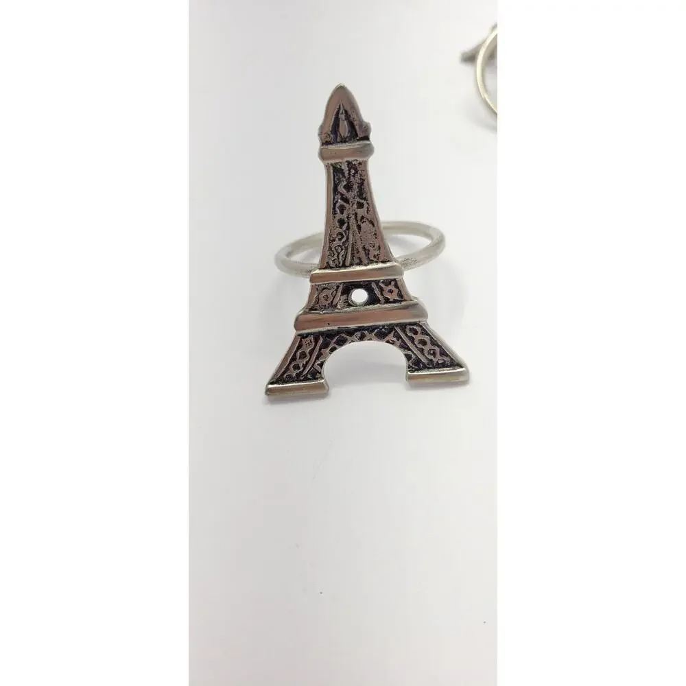 Eiffel Tower Napkin Rings Set of 4 Silver Tone Paris France Table Decor